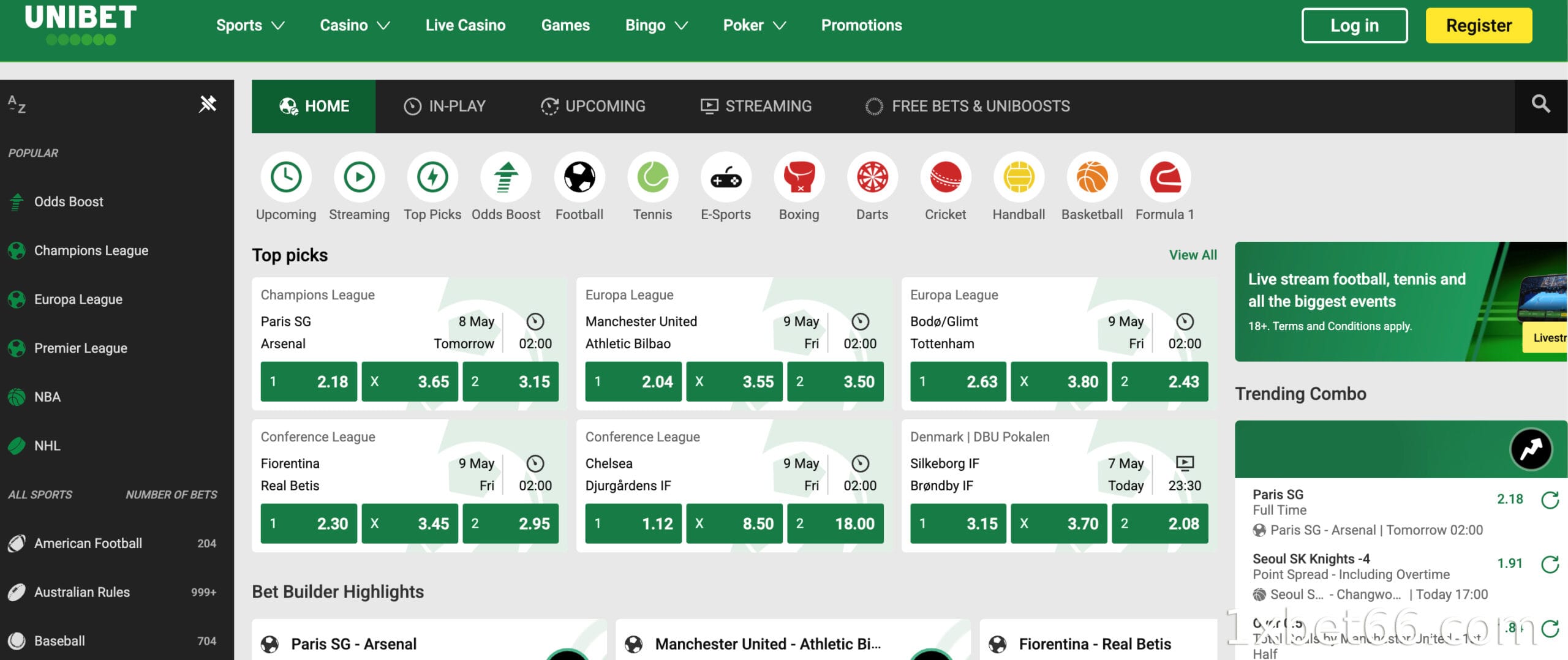 Unibet – 오랜 브랜드, 높은 보안성, 다양한 상품