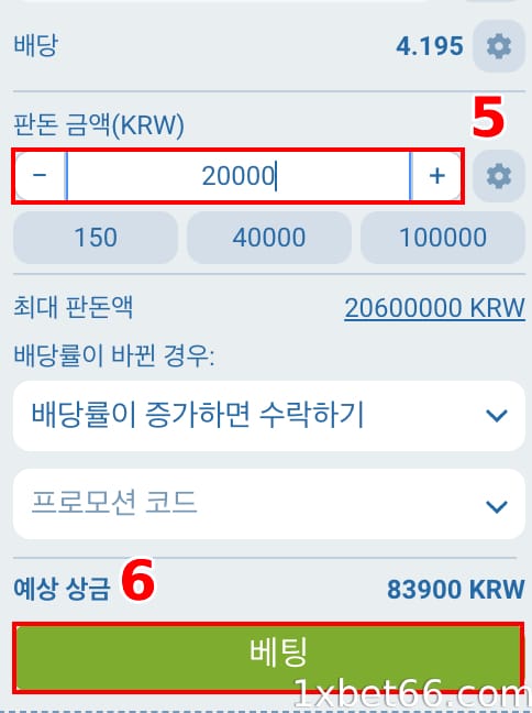 베팅을 하고 결과를 기다리세요