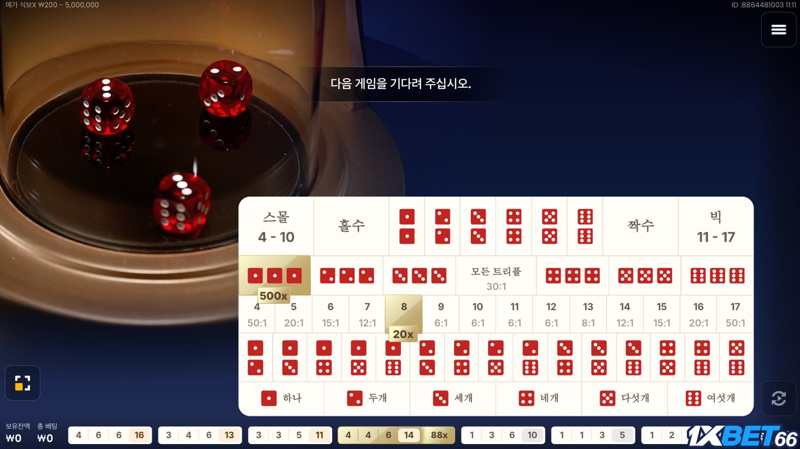 1XBET에서 시크보 베팅하기