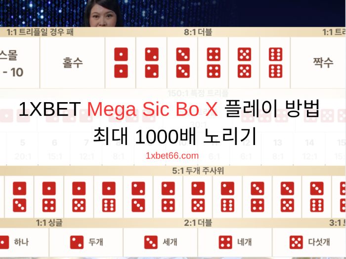 1XBET Mega Sic Bo X 플레이 방법 – 최대 1000배 노리기