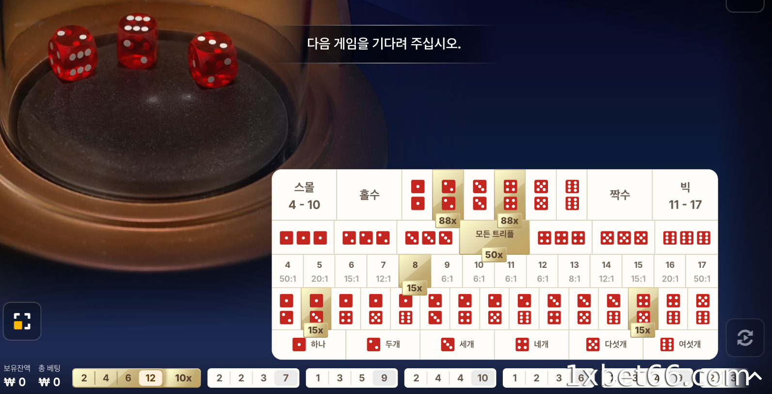 메가 식보의 베팅 종류 및 배당률